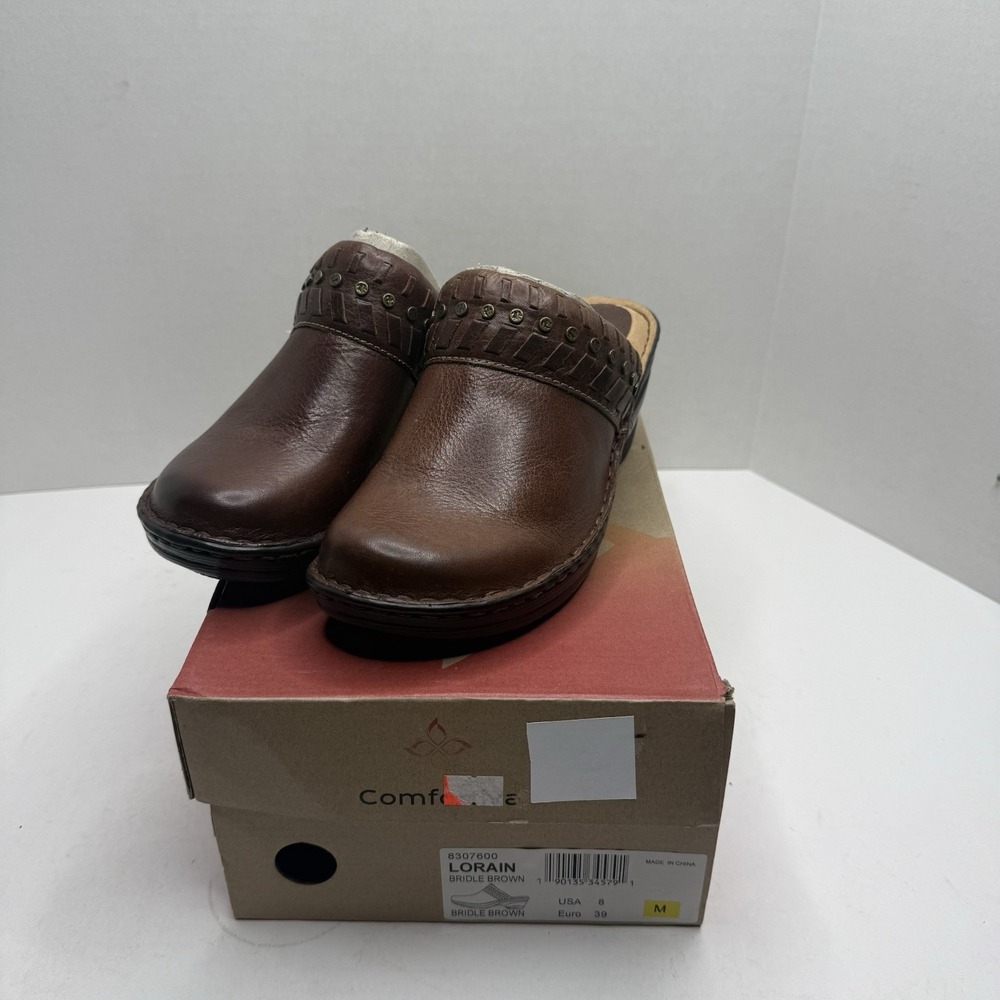 Comfortiva Lorain Clogs Womens 8 M Bridle Brown Leather Mule 8307600 NEW